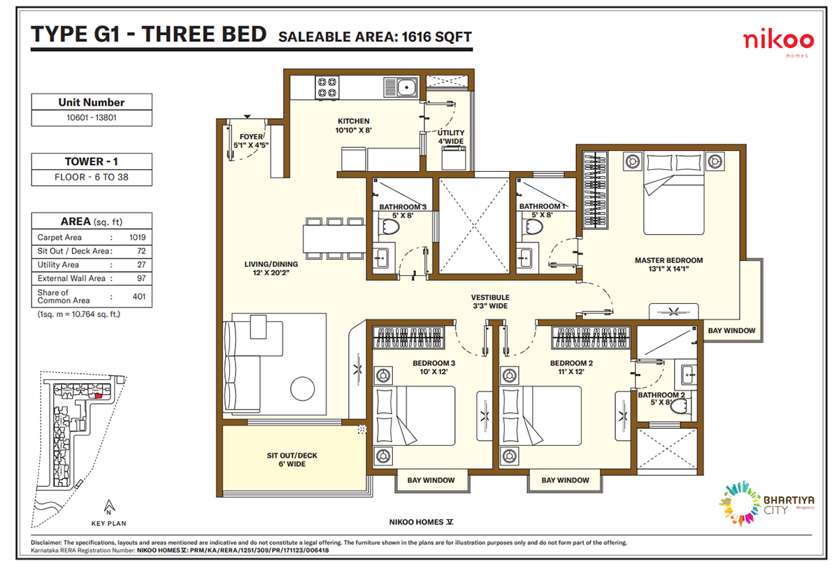Luxurious 3.5 BHK Apartment in Nikoo Homes 5, Thanisandra - Image 4