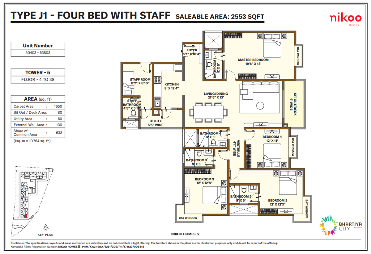 Elegant 4 BHK Apartment in Nikoo Homes 5, Thanisandra - Image 3